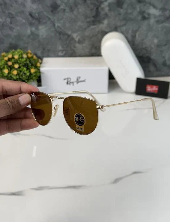 Premium Hexagonal Metal Sunglasses with Gold Frame