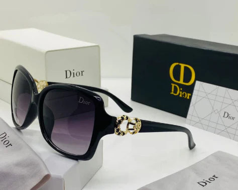 Women’s Premium Black Sunglasses with Gold-Tone Accents